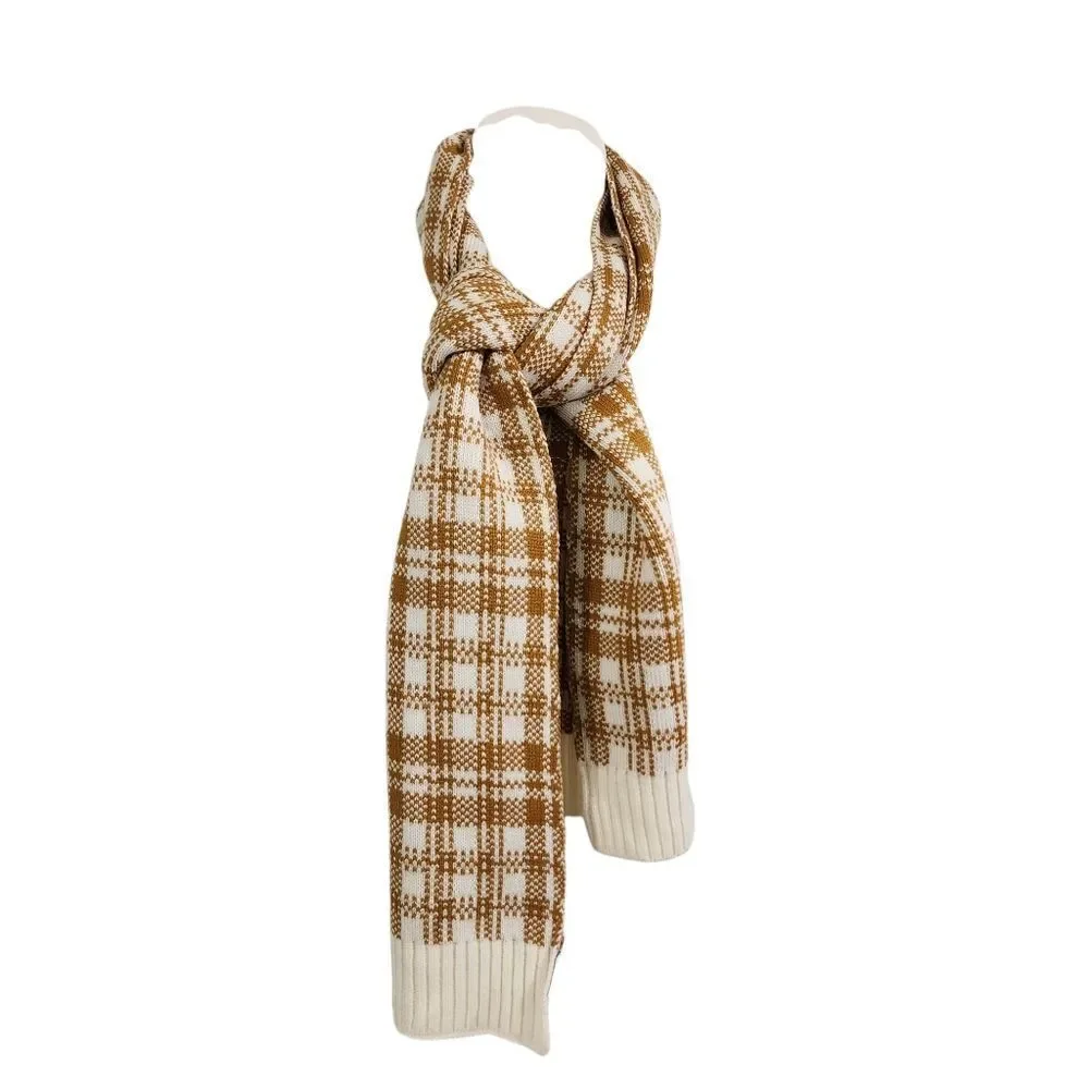 Timberland tan & white plaid scarf